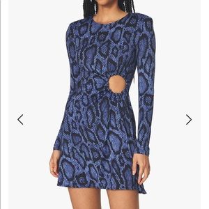 Ruched O-Ring Snakeskin Mini Dress